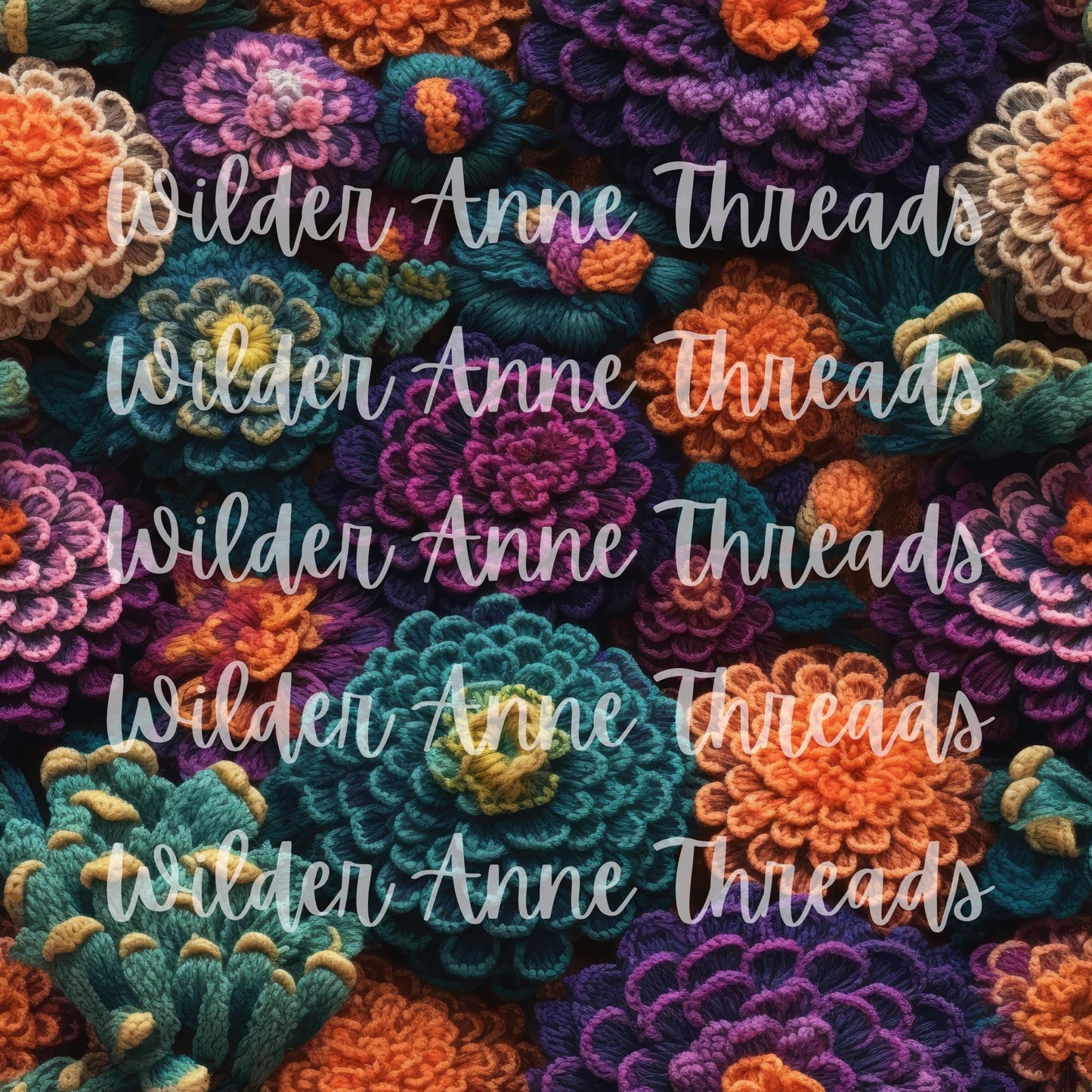 Dark Teals Embroidered