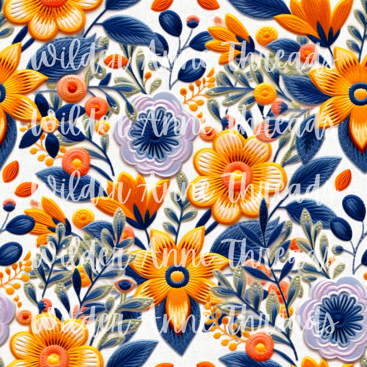 Blue/Orange Floral