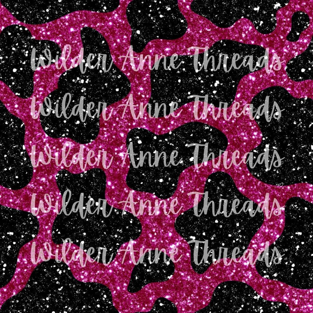 Magenta/Black Glitter Cow
