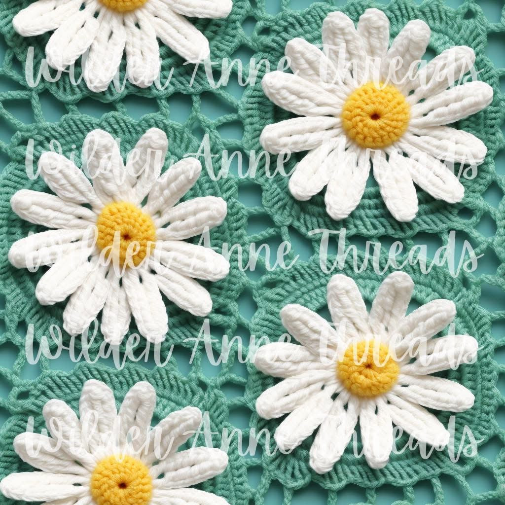 Daisys on Blue Crochet