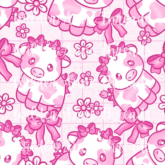 Pink Floral Cow