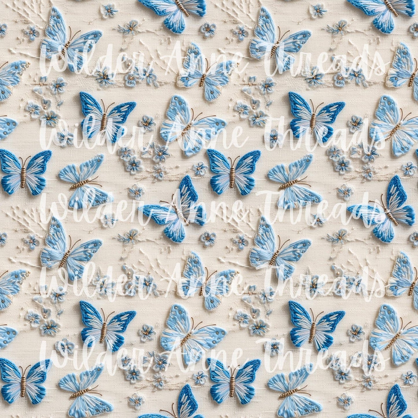 Blue Embroidery Butterfly