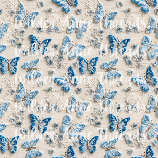Blue Embroidery Butterfly