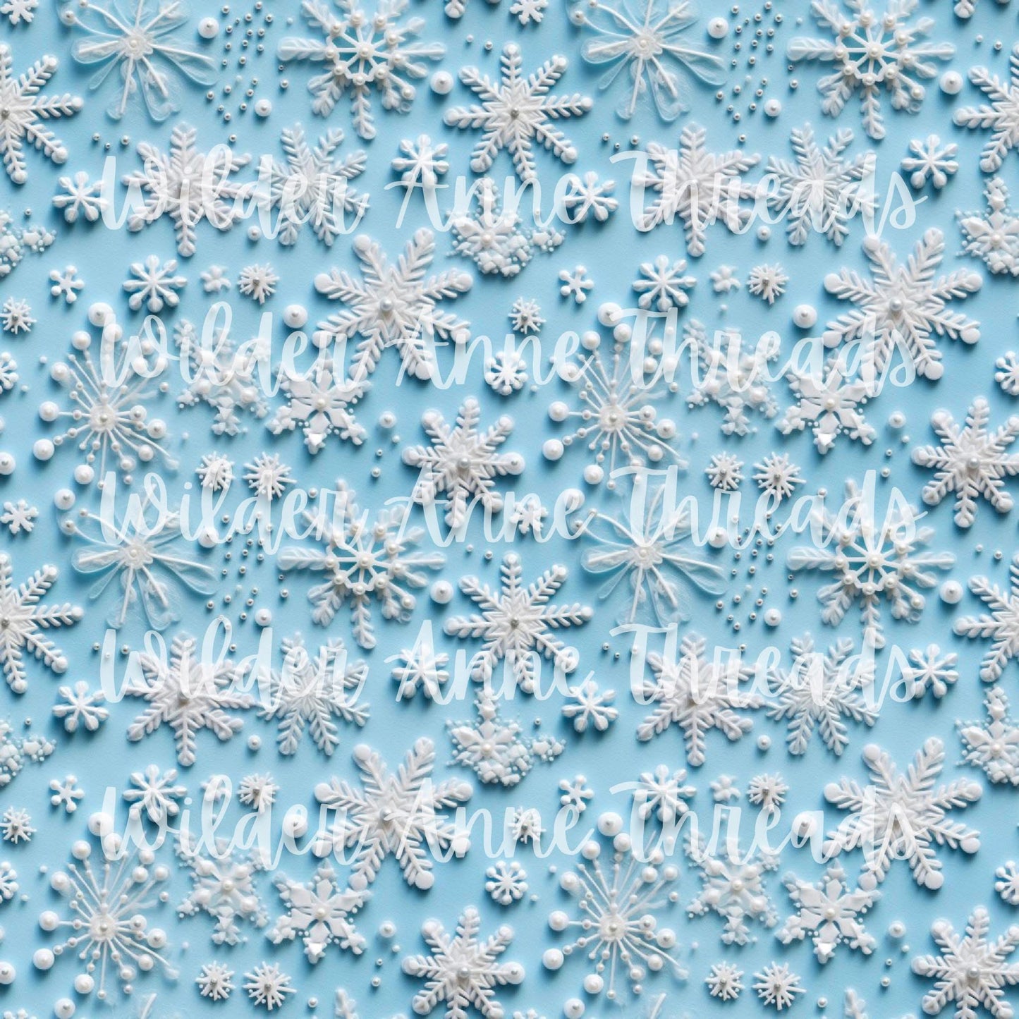 White & Blue Beaded Snowflakes