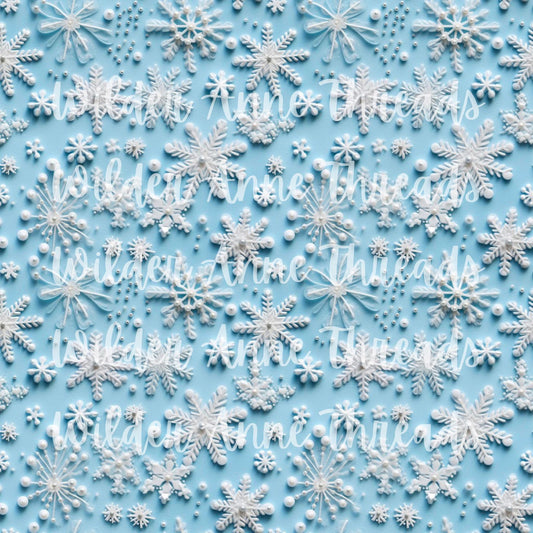 White & Blue Beaded Snowflakes