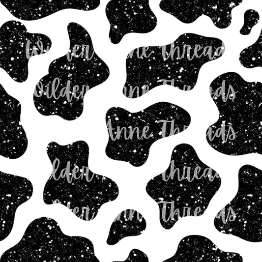 Black/White Glitter Cow