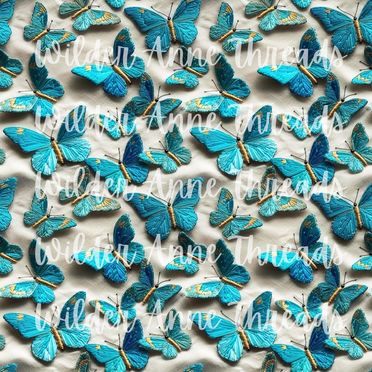 Teal/Gold Embroidery Butterfly
