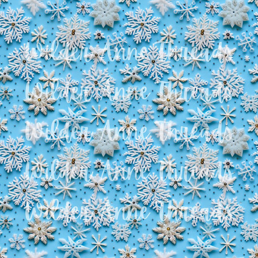 Blue Beaded Snowflakes