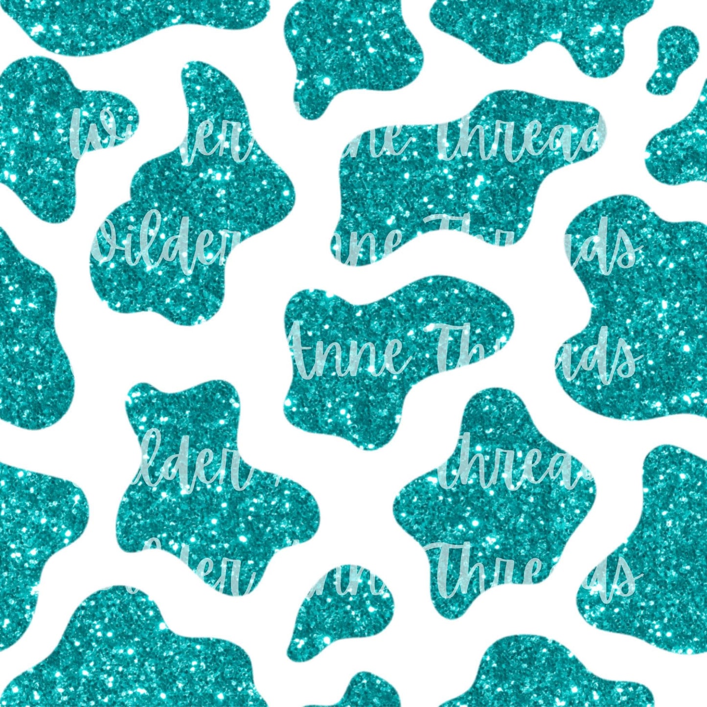 Teal/White Glitter Cow