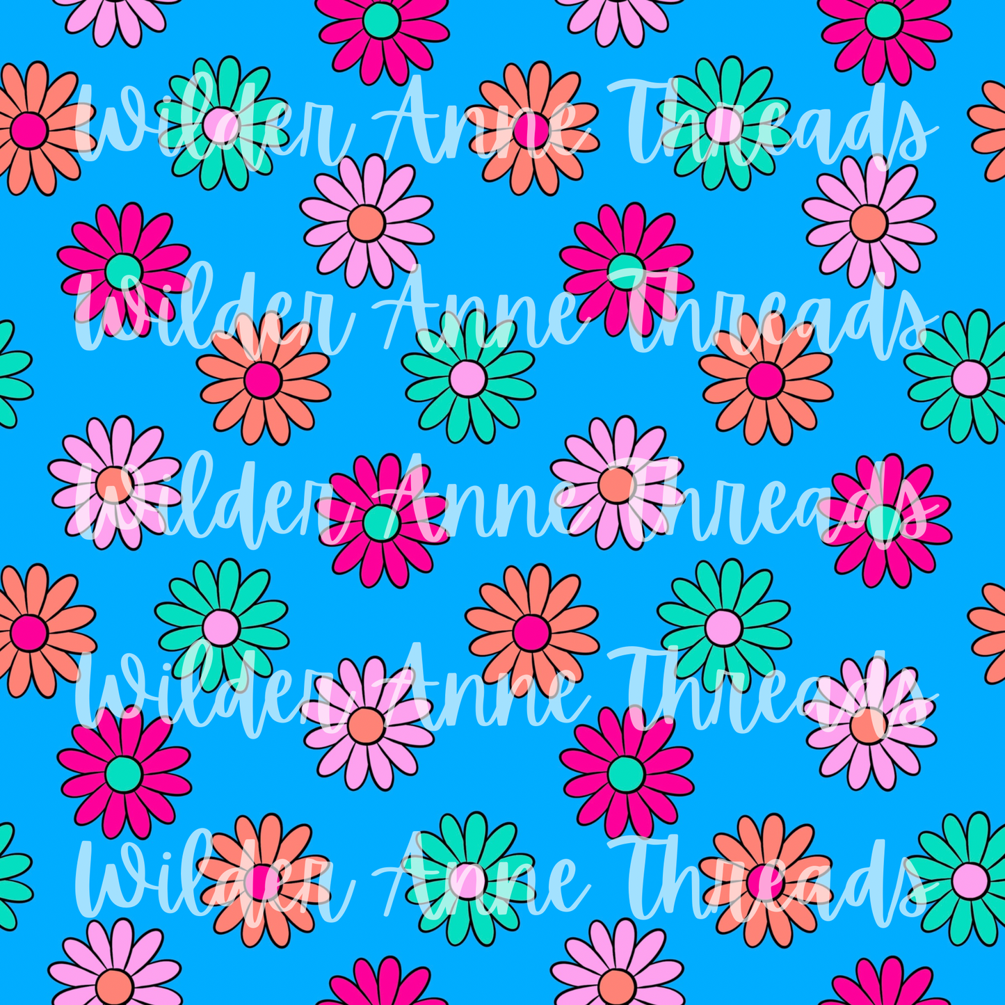 Neon Flowers (blue)