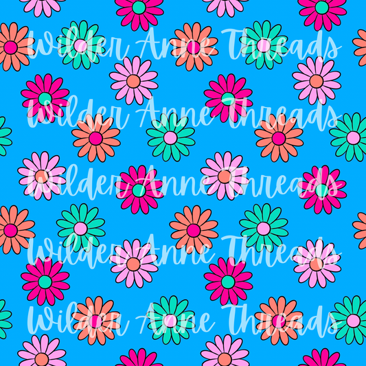Neon Flowers (blue)