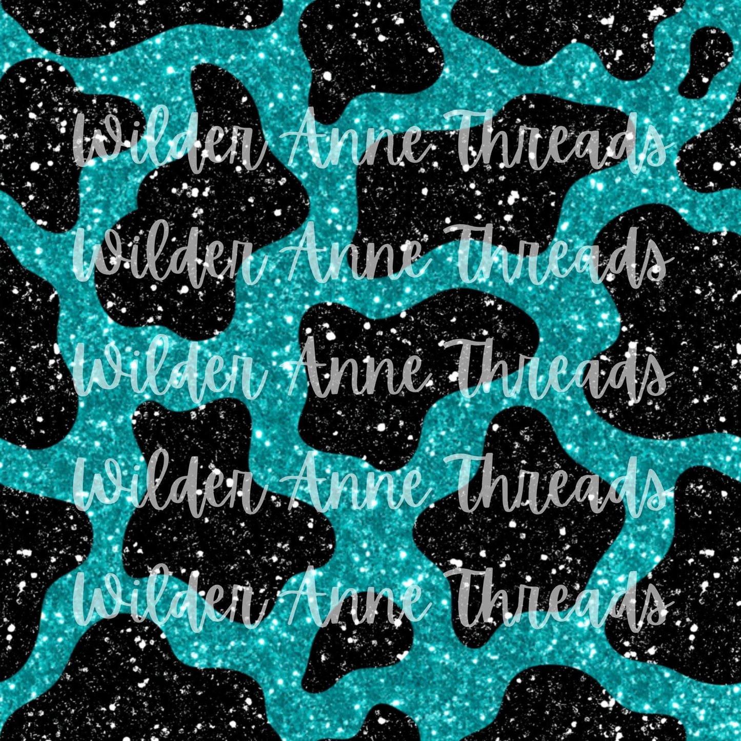 Teal/Black Glitter Cow