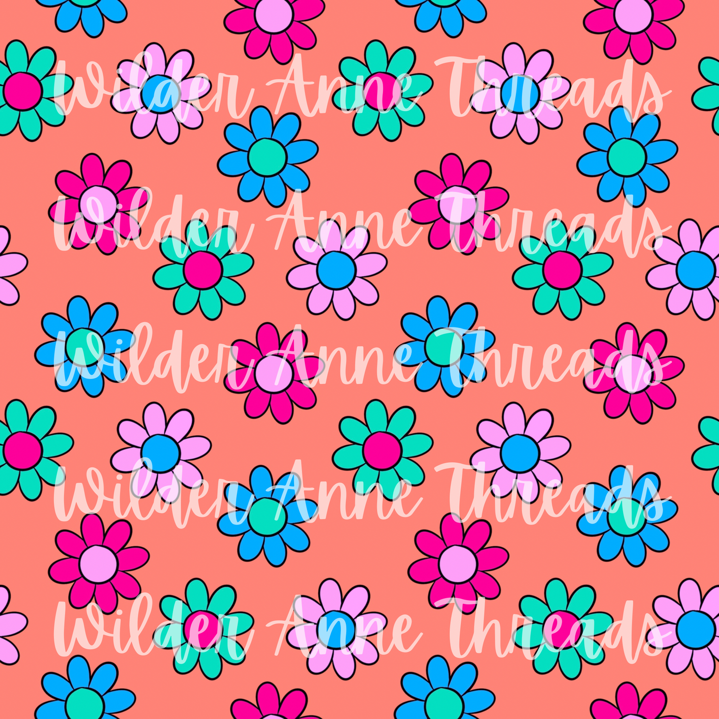 Neon Flowers (Orange)