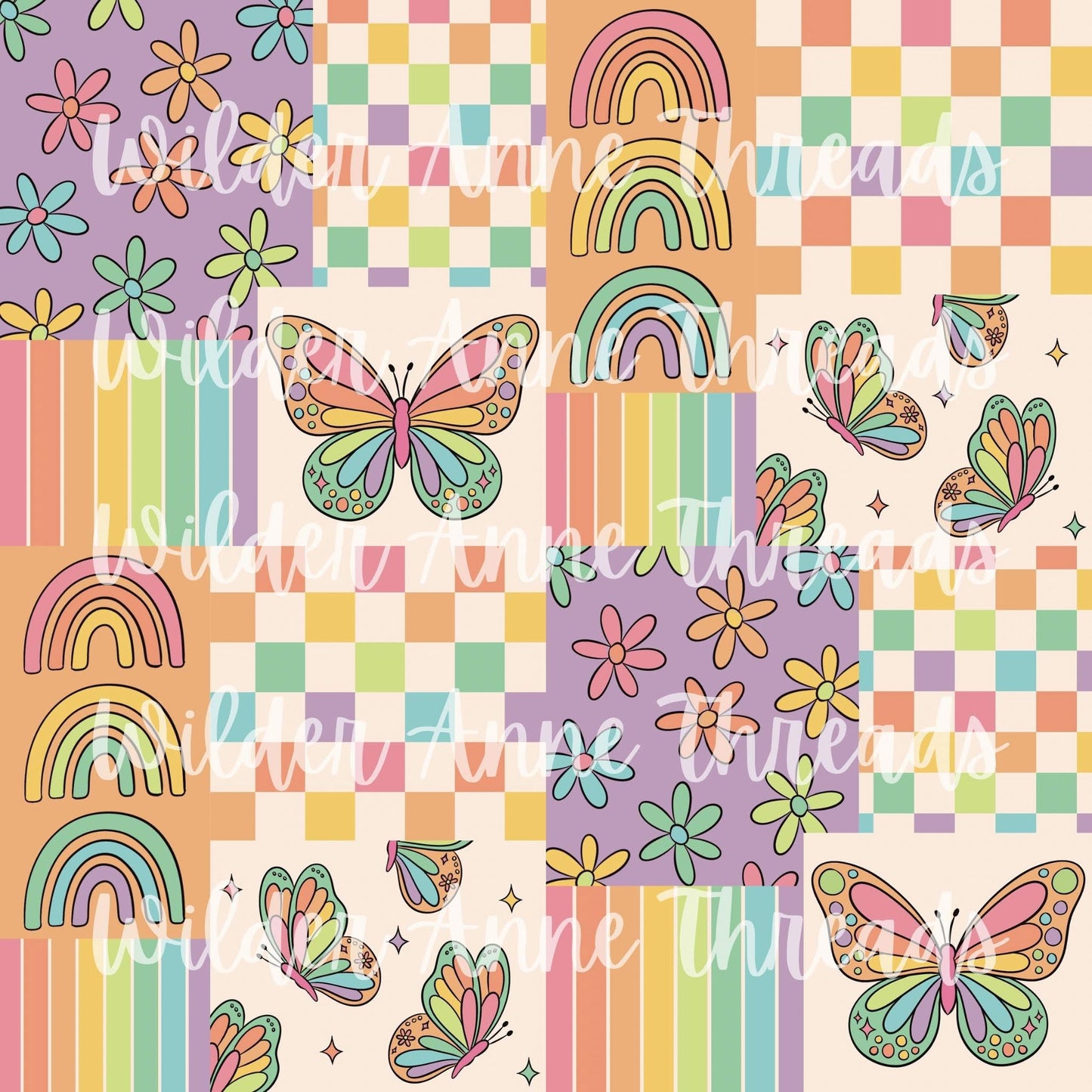 Neon Butterfly Patchwork