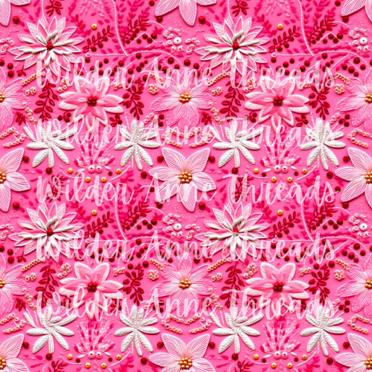 Pink/Gold Beaded Snowflakes
