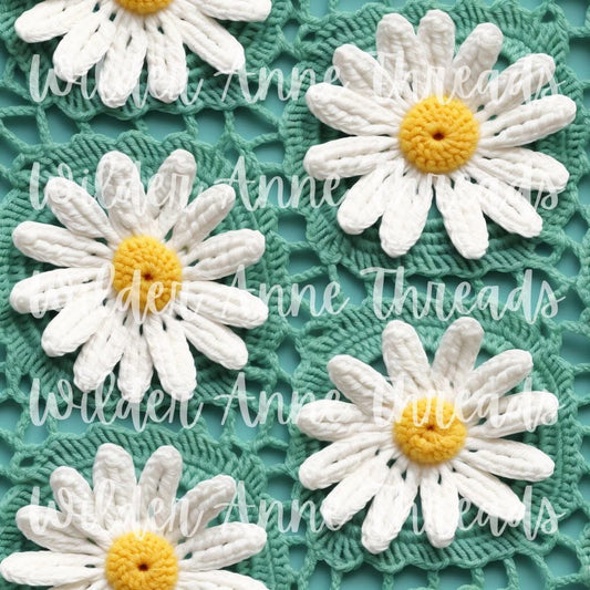 Daisys on Blue Crochet