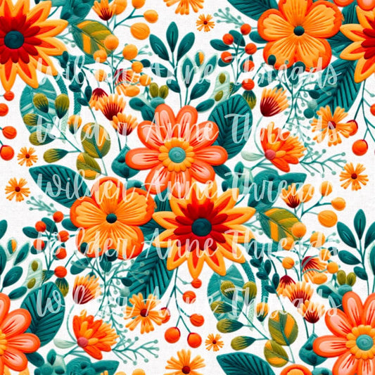 Orange & Teal Floral