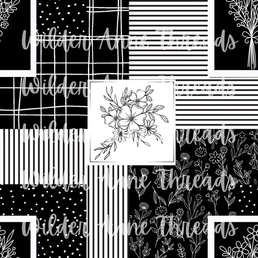 Black & White Floral Patch