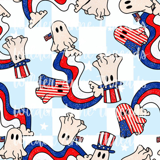 Patriotic Glitter Ghosts