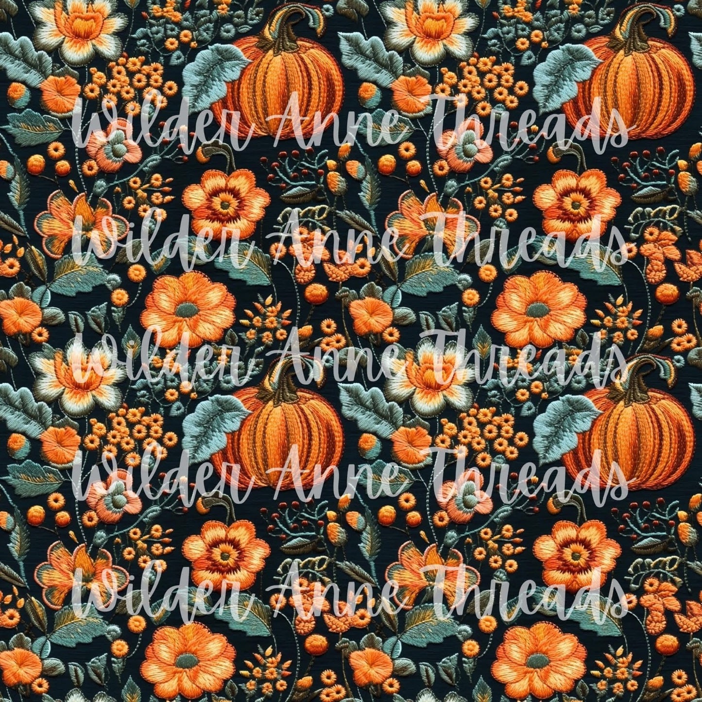 Embroidery Teal Pumpkins