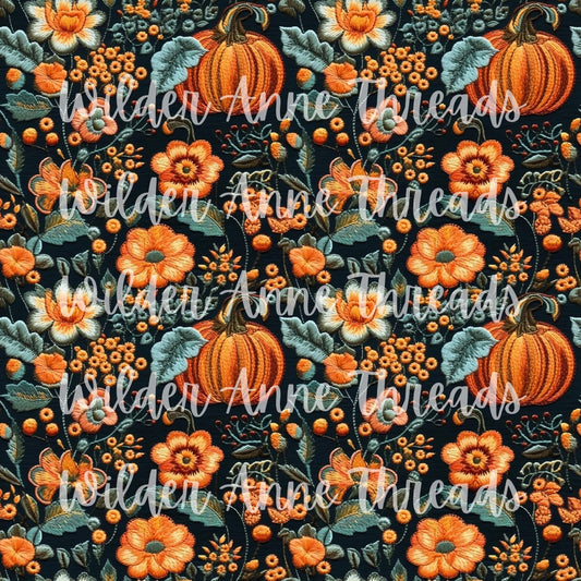 Embroidery Teal Pumpkins