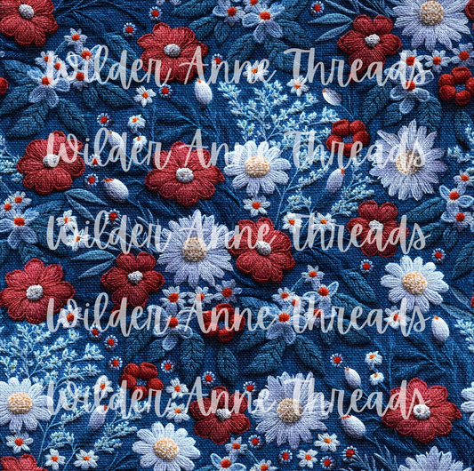 Red & Blue embroidery floral